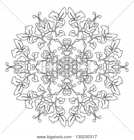 Black and white abstract pattern, mandala. Vector design template for art.