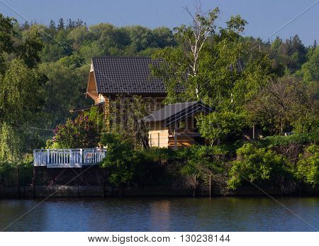 Beautiful wooden house near the river Dniepr