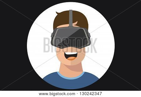 Virtual reality VR glasses man vector flat icons