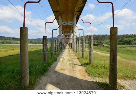 Concrete Supports Of The Bridge, Bottom View Of The Bridge
