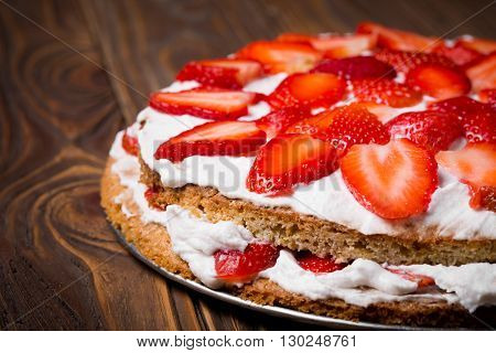 Homemade Vegan Strawberry Layer Cake