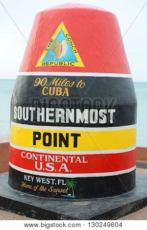 Southernmost Point landmark in Key West, Florida, USA