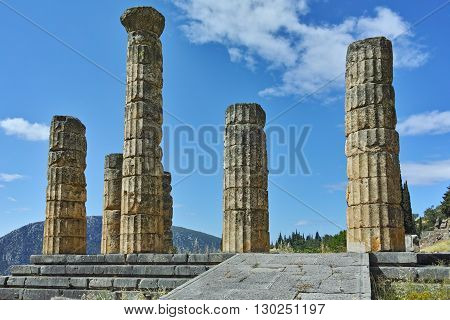 The Temple of Apollo in Ancient Greek archaeological site of Delphi,Central Greece