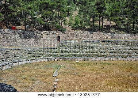 The mountain top stadium at Delphi,Central Greece