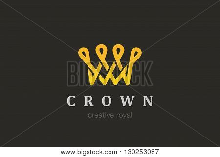 Crown abstract Logo vector Vintage Looped Logotype concept icon.