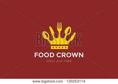 Food Crown of spoon knife fork Logo vector Logotype concept icon