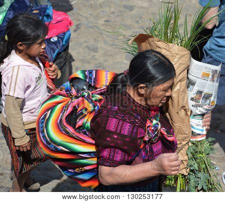 CHICHICASTENANGO GUSTEMALA APRIL 29 2016: Portrait of a Mayan woman. The Mayan people still make up a majority of the population in Guatemala,