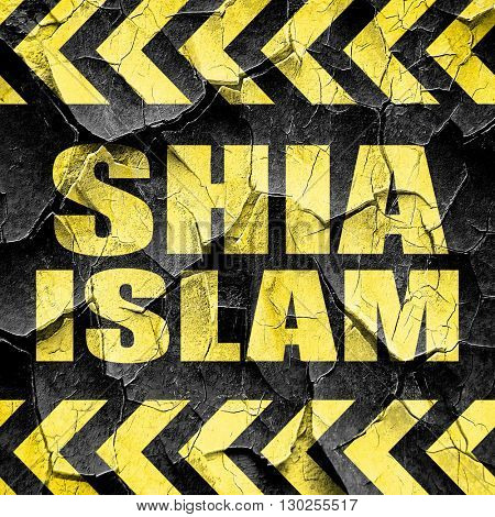 shia islam, black and yellow rough hazard stripes