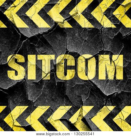 sitcom, black and yellow rough hazard stripes