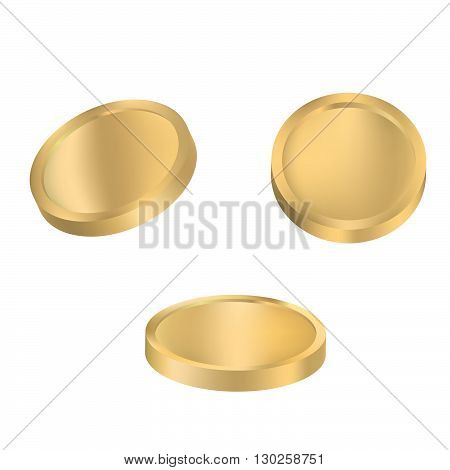 Coin variations vector. Set of gold coins isolated on white background.