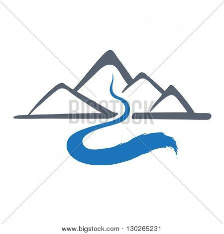 Mountain river, vector logo illustration.