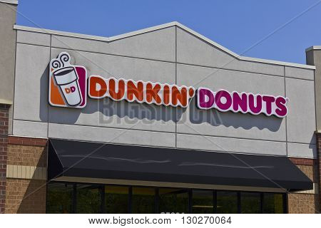 Indianapolis - Circa May 2016: Dunkin' Donuts Retail Location. Dunkin' is America's favorite every day all-day stop for coffee and baked goods II