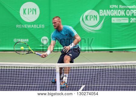 Bangkok Thailand - May 17 2016: Sam Groth is an Australian professional tennis player. KPN Renewables Bangkok Open 2016 at Rama Gardens Hotel.