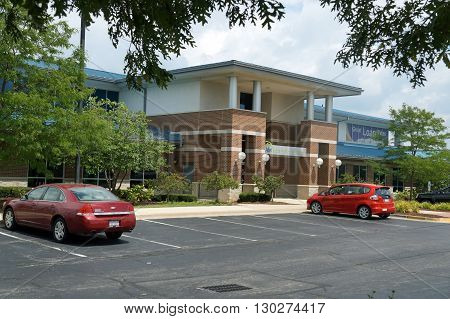 ROMEOVILLE, ILLINOIS / UNITED STATES - AUGUST 10, 2015: The Abri Credit Union offers banking services from its headquarters office in Romeoville.
