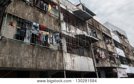 BATAM INDONESIA - FEBRUARI 7 2015 : Flats at the slum area in Batam Indonesia.