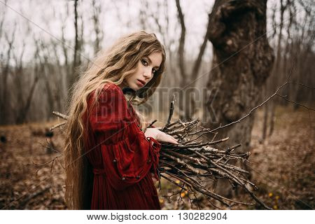Beautiful witch who lives in the woods
