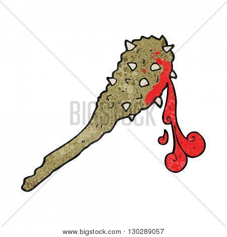 freehand drawn texture cartoon bloody stone age club