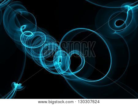 glowing blue curved lines and sircles over dark Abstract Background. seamless Illustration pattern