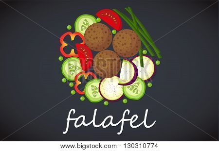 Plate of vegetarian falafel. View from above.