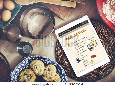 Refrigerated Shopping List Objects Concept