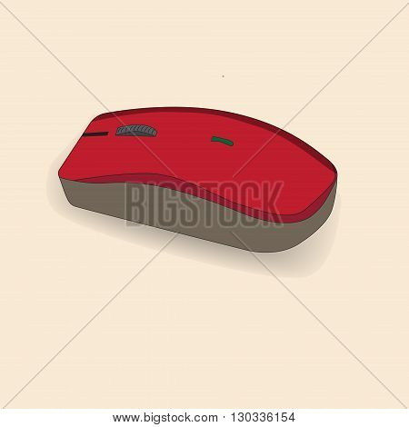 Freehand drawn color computer mouse vector. Cartoon hand drawn computer mouse for illustration clip art