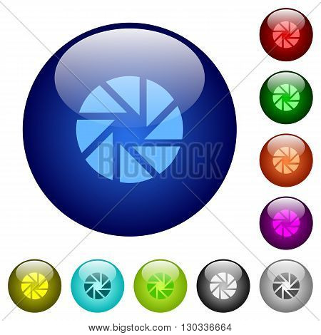 Set of color aperture glass web buttons.