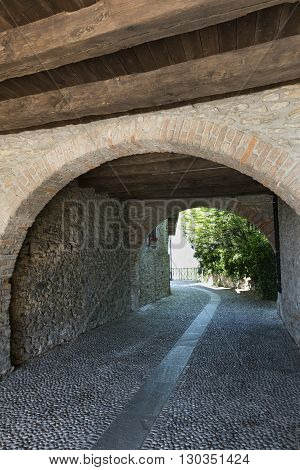Montevecchia (Lecco Brianza Lombardy Italy): historic village a typical alley
