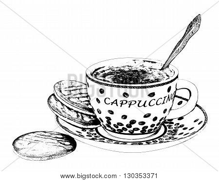 Coffee Cup. Ink drawing. There is an option in the vector.