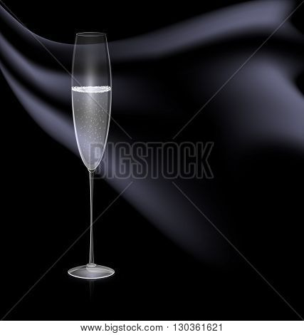 dark background and the glass of wine with black drape