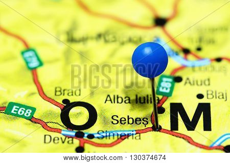 Sebes pinned on a map of Romania