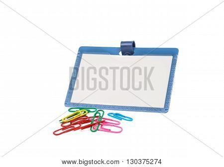plastic badge isolated on a white background