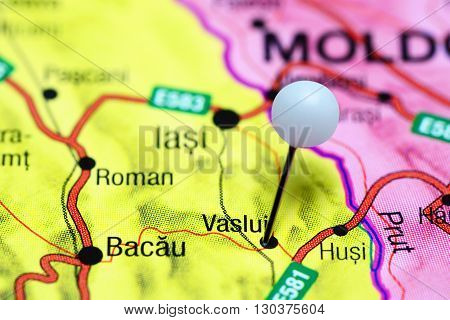 Vaslui pinned on a map of Romania