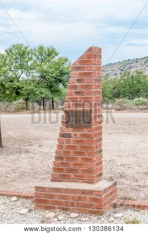 BAVIAANSKLOOF SOUTH AFRICA - MARCH 6 2016: A monument for people who died in a flood in 1916 in the Baviaanskloof (baboon valley).