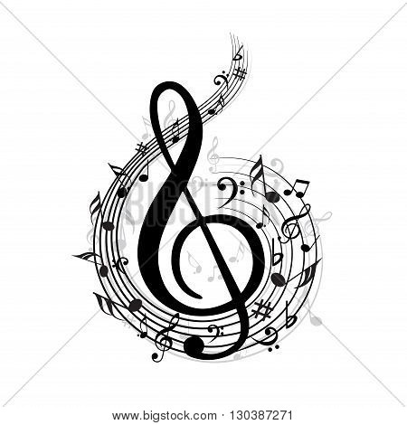 Black color music notes with different symbols