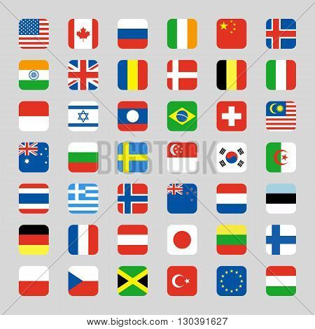 Collection of flag icon on white background vector illustration