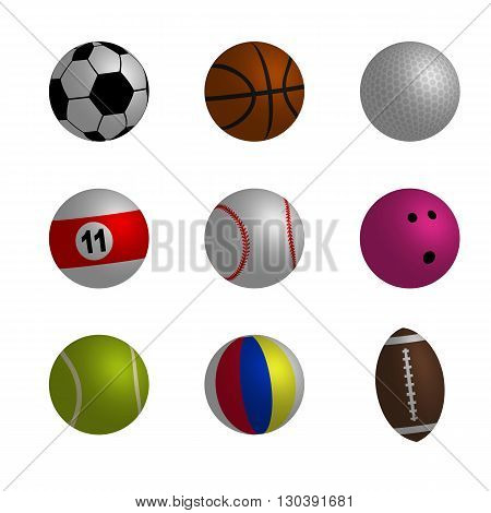 Collection of sport ball on white background vector illustration