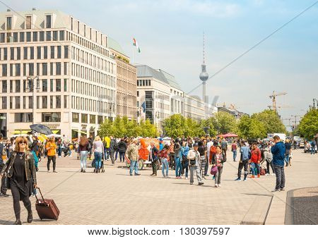 BERLIN, GERMANY- May 18: Tv tower or Fersehturm in Berlin on May 18, 2016. BERLIN, Germany.