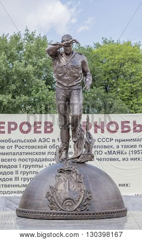 Rostov-on-Don Russia- May 142016: Memorial Heroes of Chernobyl Gloryis open to the 30 th anniversary of the accident. Sculptor Sergei Isakov.