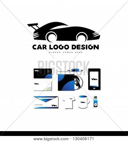 Vector company logo icon element template race car shape design auto automobile