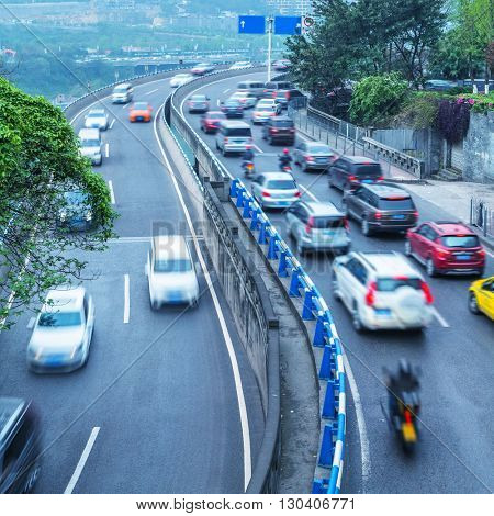 traffic through city, cityscape of china.