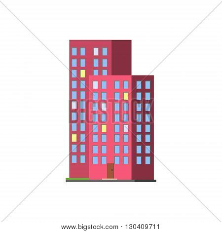 Tall Condominium Building Vector Design Simple Graphic Illustration On White Background