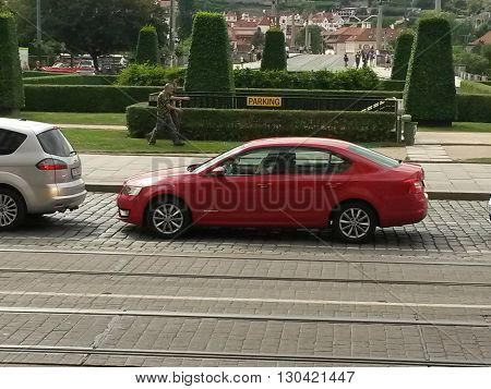 Red Skoda Octavia
