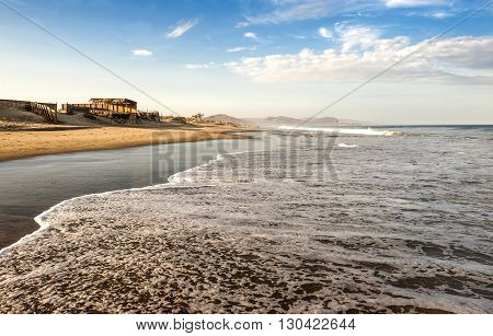 Famous surfer beach Mancora in the north of Peru