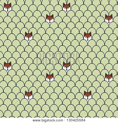 Fox seamless cartoon pattern. Background for kids.