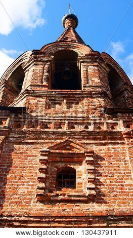 Historic bell tower in the ancient temple