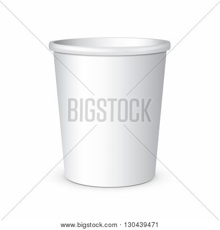 White Mock Up Food Plastic Tub Bucket Container For Dessert, Yogurt, Ice Cream, Sour Cream Or Snack. Ready For Your Design. Product Packing Vector EPS10