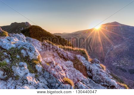 Sunrise In Mountains