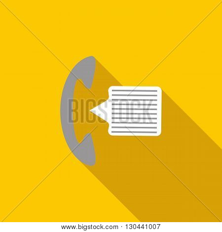 Phone handset and speech bubble icon in flat style on a yellow background