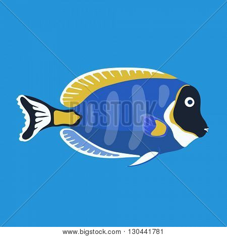 Tropical ocean surgeon fish, vector illustration