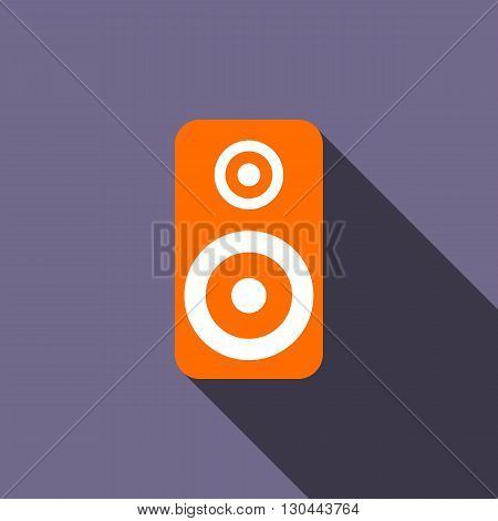 Music speaker icon in flat style on a violet background